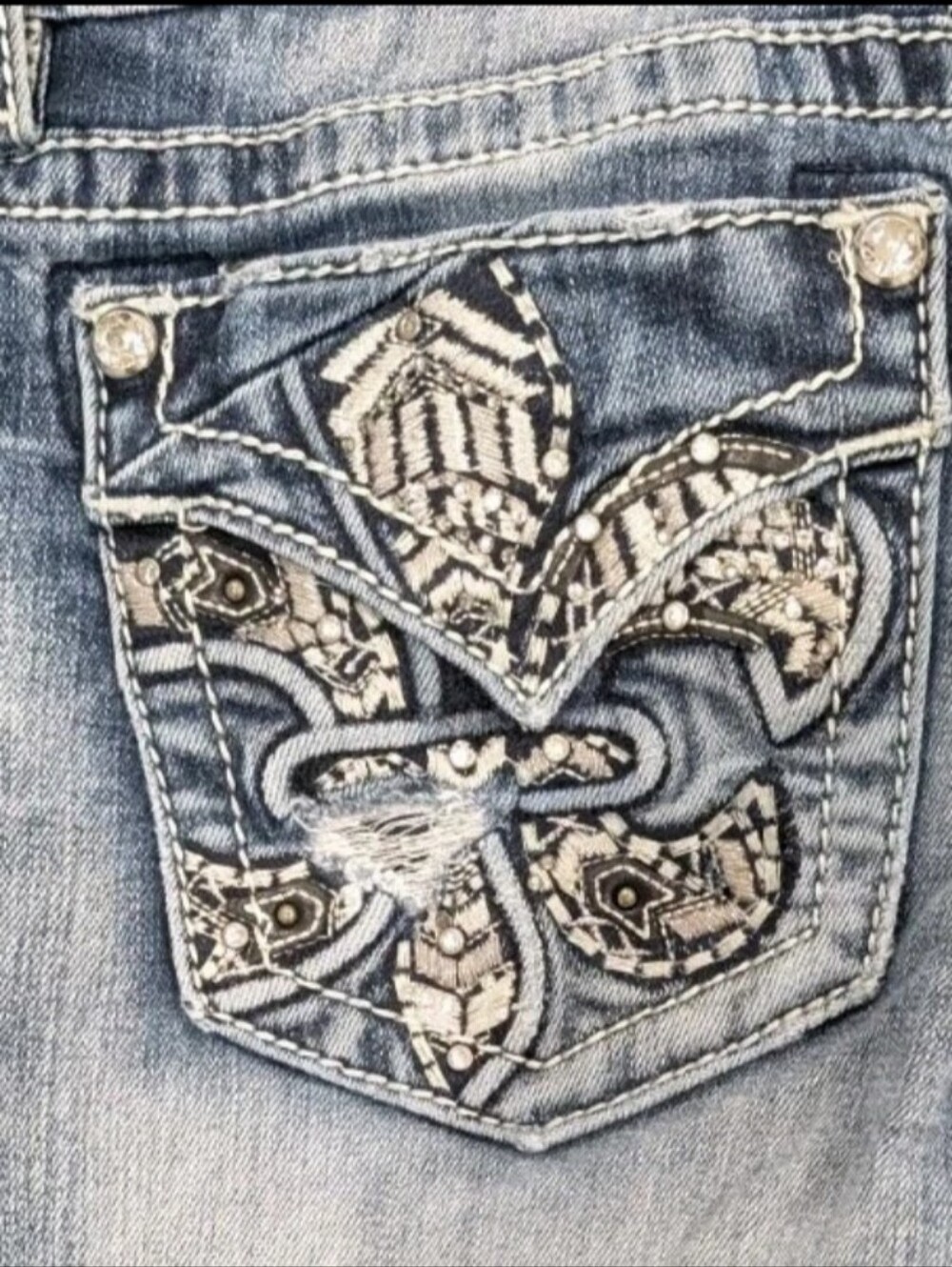Miss Me Jeans Womens 29 Blue Signature Straight Distressed 29x31 JE3074FTR